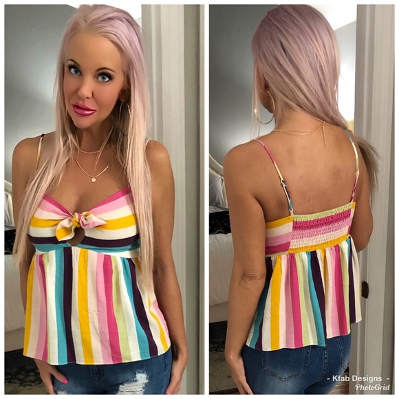 💕LAST 1! Rainbow 🌈 Stripe Stretch Back Cami! - Picture 3 of 3